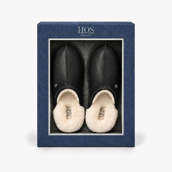 HOS Sheepskin EDWIN Mules   in  Black
