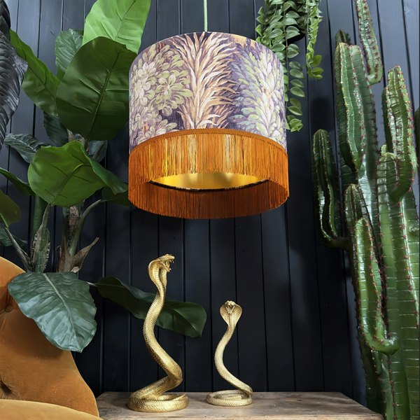 love frankie enchanted wood lampshade in cinnamon with gold lining and fringing