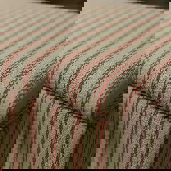 Space-saving storage ottoman footstool with classic red ticking design