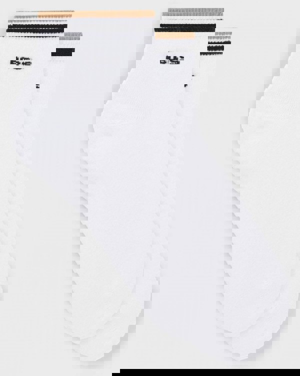 BOSS Orange Mens Two-Pack of Short Length Socks with Signature Stripe NOS - White 100 - CHO - Designer Mens Socks