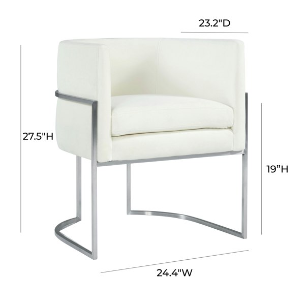 Furniture Edit Giselle Cream Velvet Dining Chair Silver Leg