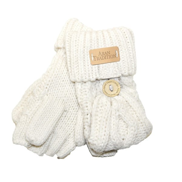Aran Junior Cable Fold-over Mittens Aran Junior Cable Fold-over Mittens | Chunky Knit Mittens for Kids