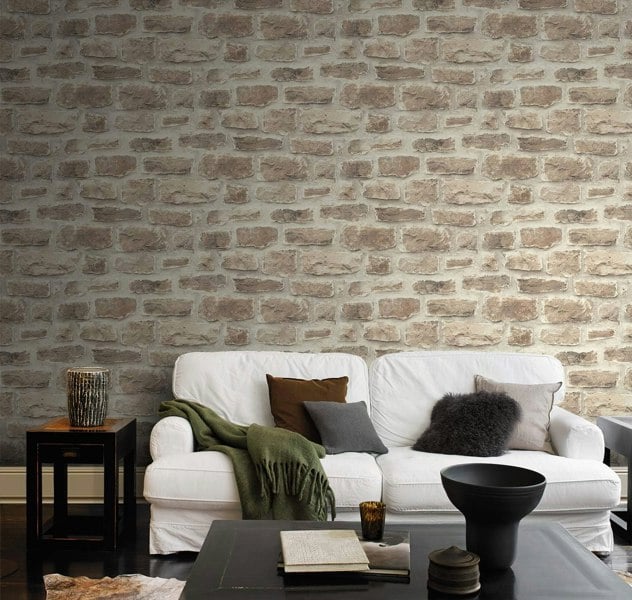 Rasch Wallpaper Rustic Stone Brick Natural Beige Wall Paper 860610