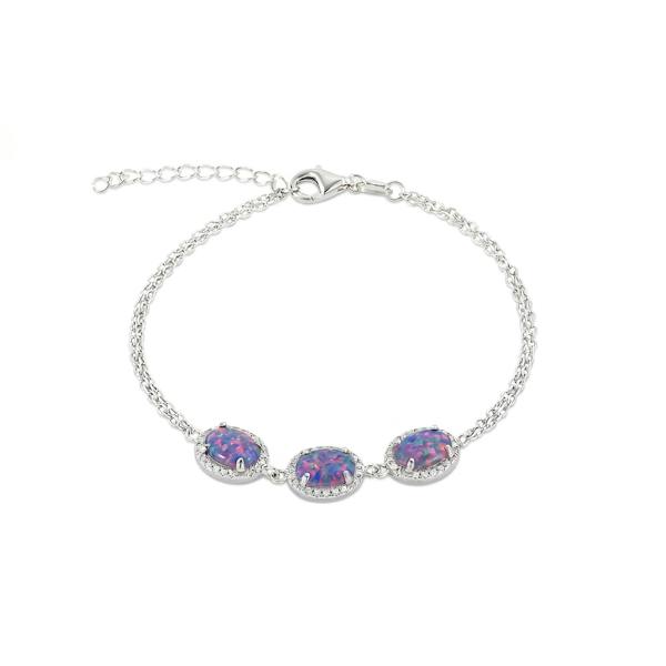 Spero London Sterling Silver Purple Opal Halo Bracelet