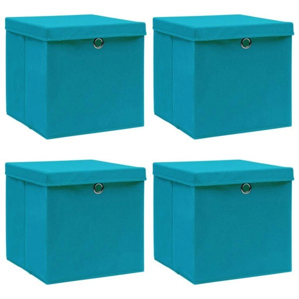 Berkfield Storage Boxes with Lids 4 pcs Baby Blue 32x32x32 cm Fabric