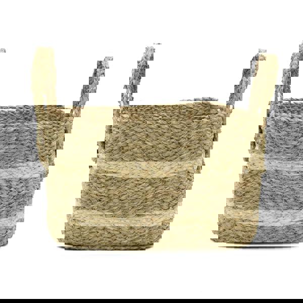 JVL Palma Natural Large Rectangular Woven Storage Basket for Home Storage, Brown