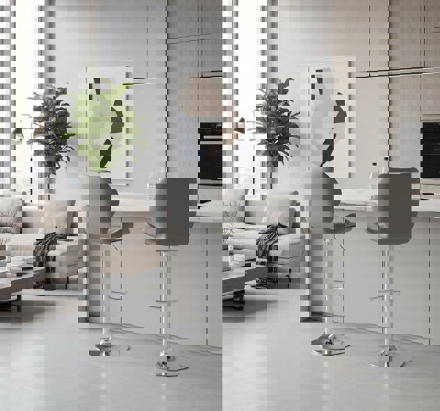 Modcraft Set of 2 Adjustable Swivel Bar Stools with Backrest Gas Lift Kitchen Breakfast Chairs