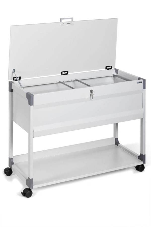 Durable Locking Lid Suspension File Trolley | for 100 A4 Folders | Grey