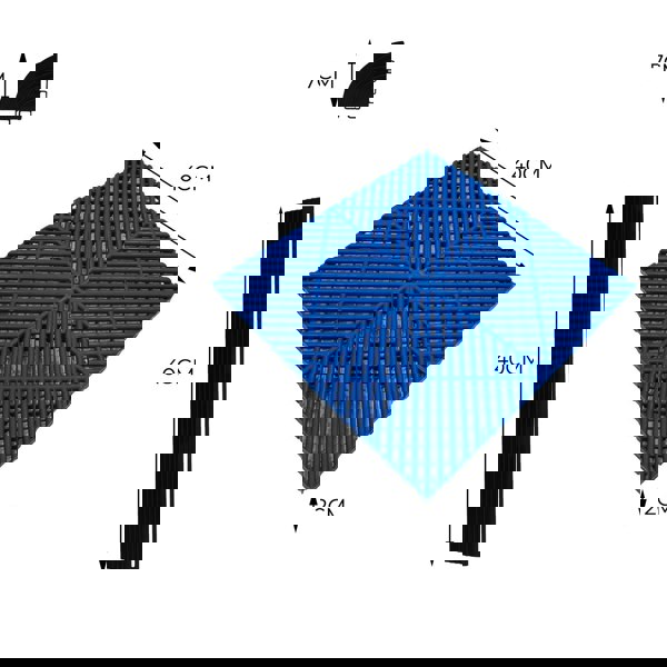 Monstershop Vented Garage Floor Tiles With Edges – 90 Blue & 30 Grey