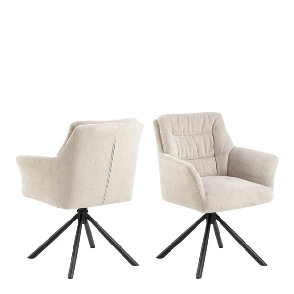 Furniture To Go Alonso Swivel Cream Dining Chair with Armrest Set of 2