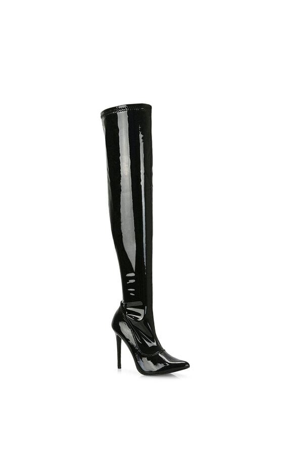 XY LONDON Over The Knee Thigh High Heeled Boots With Zip
