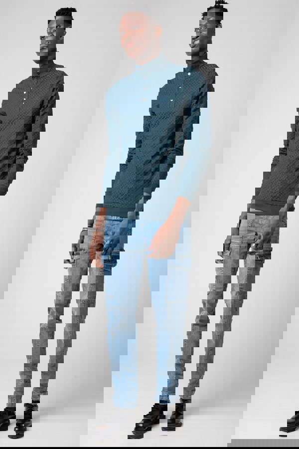 ENORSIA Textured Pattern High Neck Sweatshirt