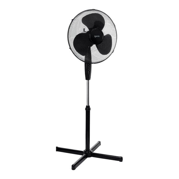 igenix 16 Inch Pedestal Fan, 3 Speeds, Black