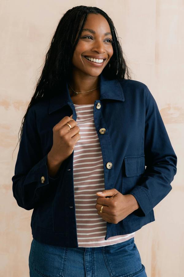 Effie Stretch Cotton Twill Jacket Navy