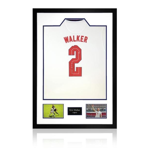 Kyle Walker Signed England Shirt Premium Frame