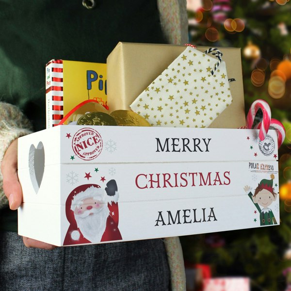 Personalised Memento Company Personalised Christmas White Wooden Crate
