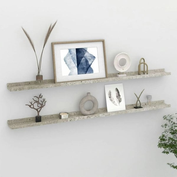Berkfield Wall Shelves 2 pcs Concrete Grey 115x9x3 cm