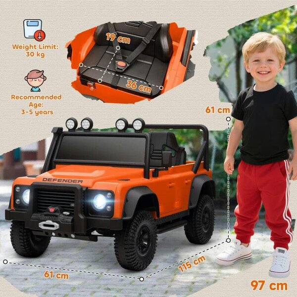 Kids Ride On Car with Remote Control, Music, Horn, 4 Spring Suspension Wheels, LED Lights for 3-5 Years Old, Orange