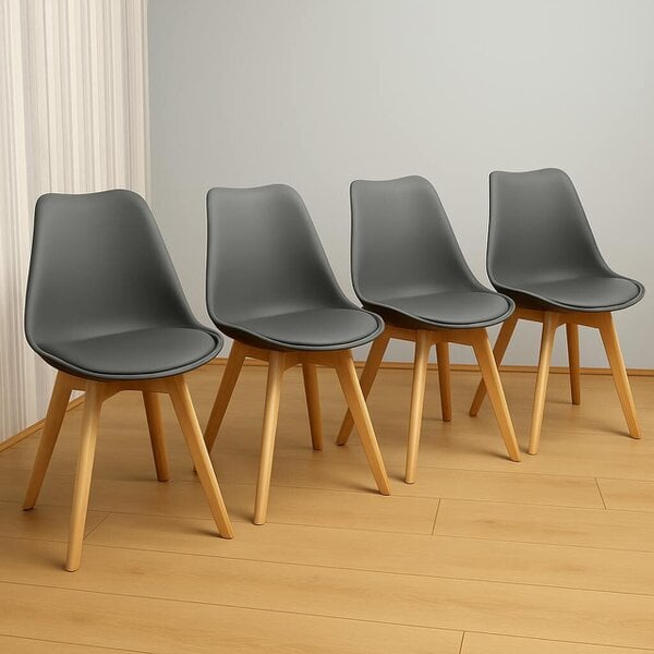 Kosy Koala Modern Grey Dining Table Set With 4 Grey Plastic Chairs Dining Room Furniture