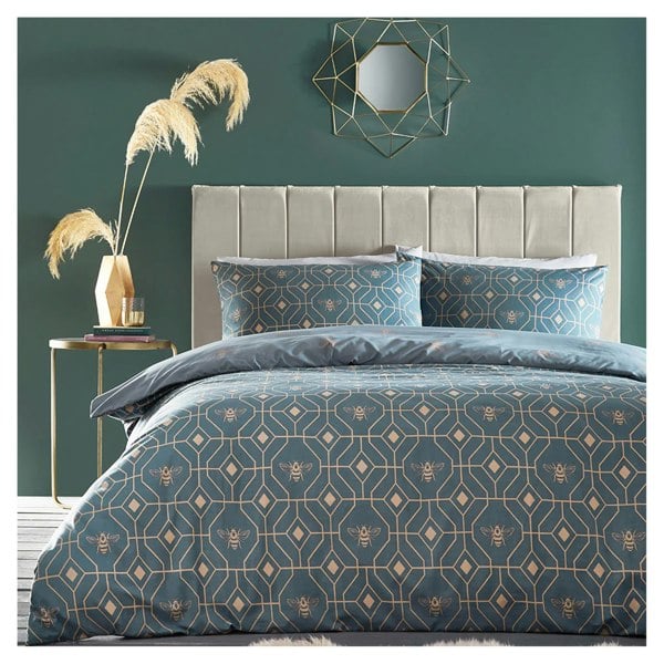 Furn Bee Deco Geometric Duvet Cover Set - French Blue