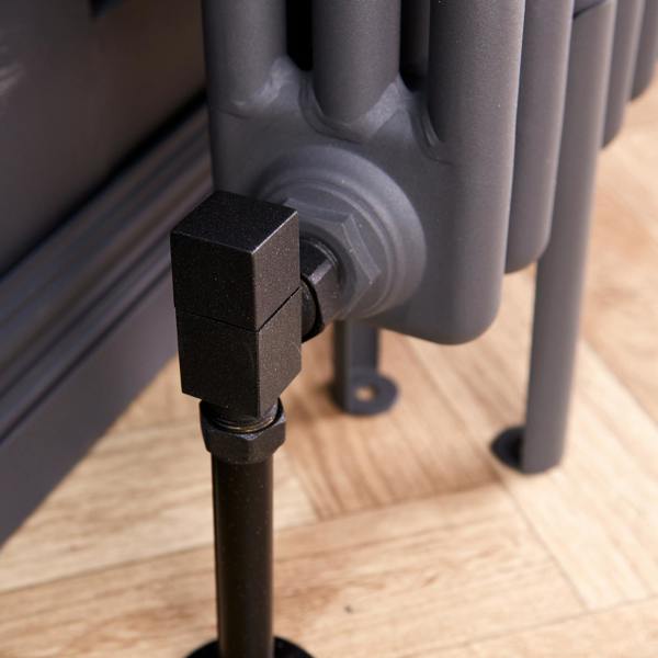 Flode Angled Square Manual Radiator Valve Pack | 15mm x 1/2″ | Anthracite