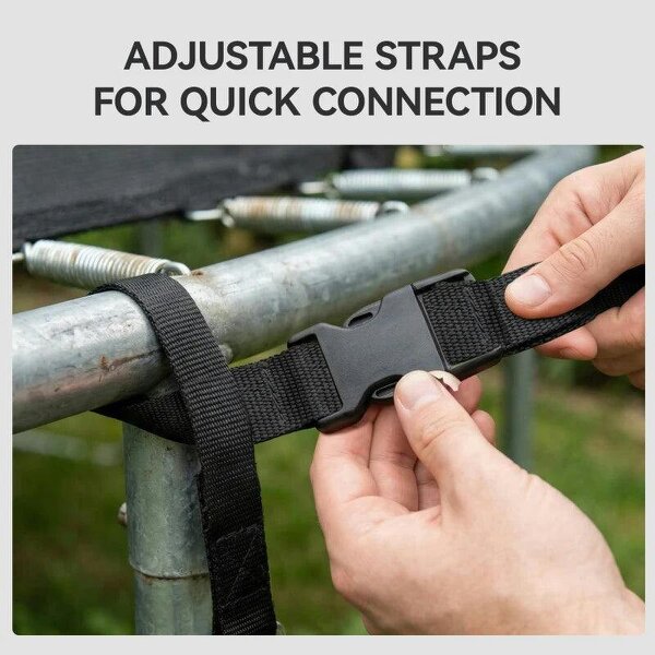 4Pcs Trampoline Anchor Kit, 32 cm Galvanised Trampoline Stakes, Spiral Ground Anchors with Triangle Head, Straps