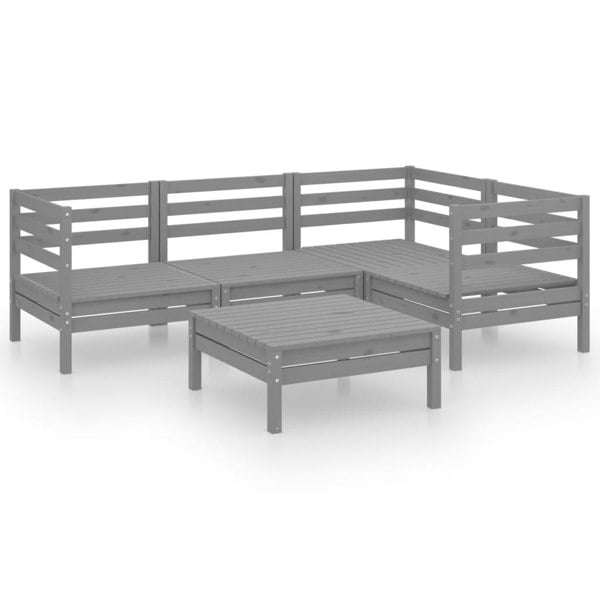 Berkfield 5 Piece Garden Lounge Set Solid Pinewood Grey