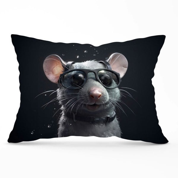 Warren Reed Splashart Rat In Glasses Cushions