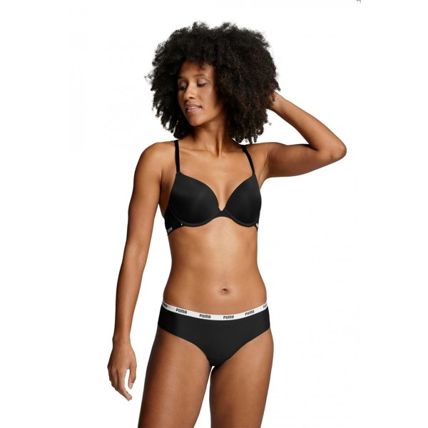 Puma 2-Pack Microfibre Seamless Mid-Rise Brazilian Briefs, Black