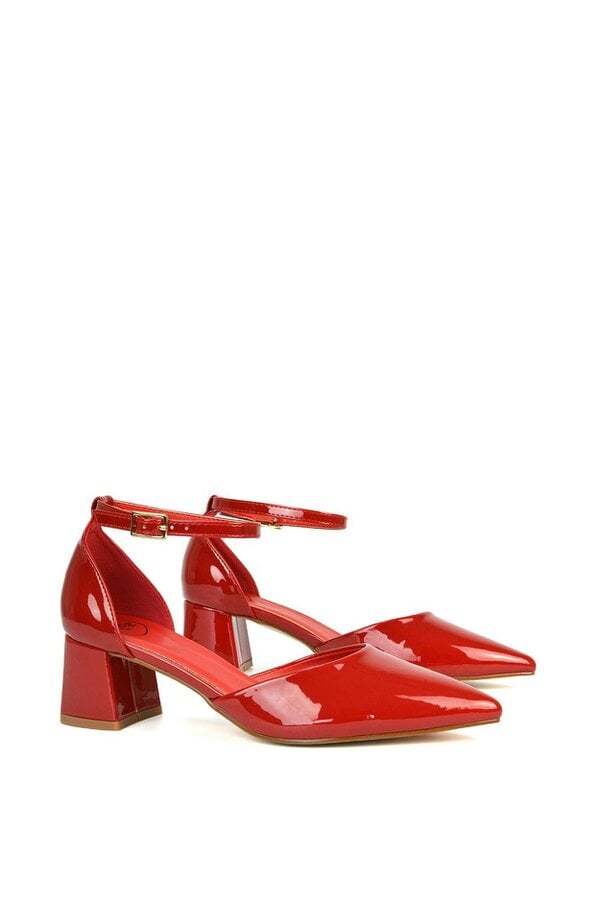 XY LONDON Low Block Heel Court Shoes With Pointed Toe