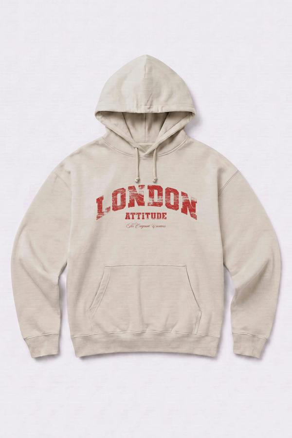 Relaxed Fit Collegiate Graphic Hoodie in Red