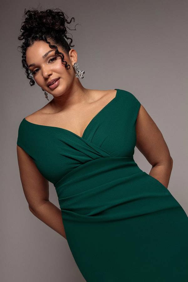 Bardot Pleated Midi Dress - Emerald Green DR1092ASCPLUS