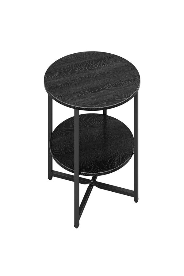 Living and Home Black Small Round Coffee Table with 2 Tier