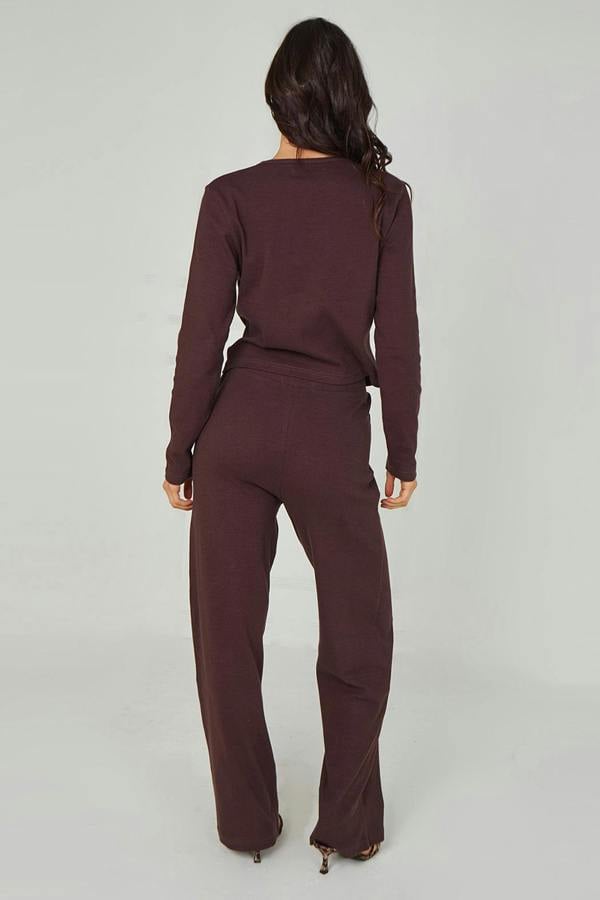 Urban Bliss Chocolate Long Sleeved Button Front Top