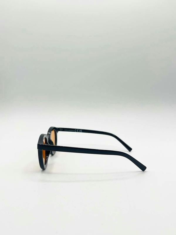 Bold Rounded Sunglasses in Black Orange - svnx