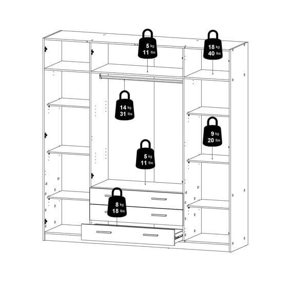 Furniture To Go Sprint Wardrobe with 4 Doors + 3 Drawers in Jackson Hickory