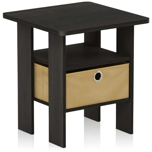 WALPLUS Andrey End Table Nightstand with Bin Drawer, Espresso/Brown, | Stylish Table for Home Use with Practical and Modern Design | 11157EX/BR