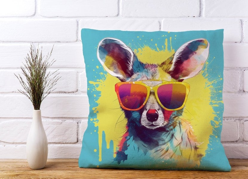 Warren Reed Splashart Wallaby In Glasses Cushions