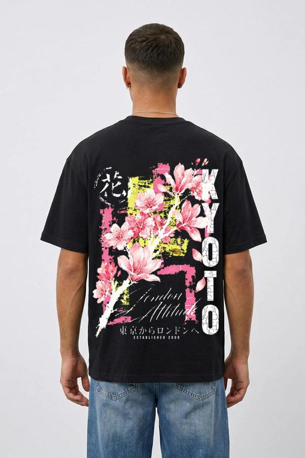 London Attitude Japanese Blossom Oversized Heavyweight T-Shirt