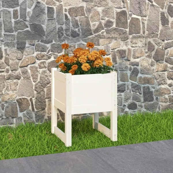 Berkfield Planter White 40x40x52.5 cm Solid Wood Pine