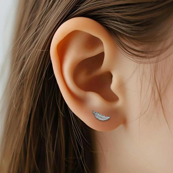 Aye Do Gifts Angel Feather Silver Stud Earrings