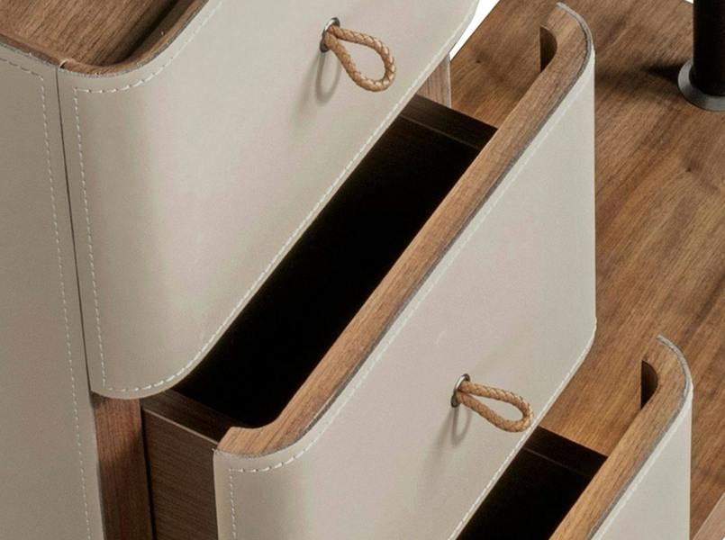 Angel Cerdá Mink leatherette, walnut, and black steel coat rack with mirror 3281