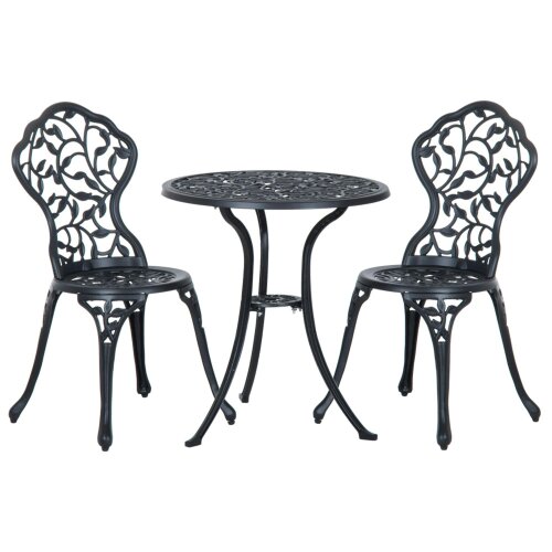 Wyld Haus Kanesu 3 Piece Aluminium Bistro Dining Set In Antique Black