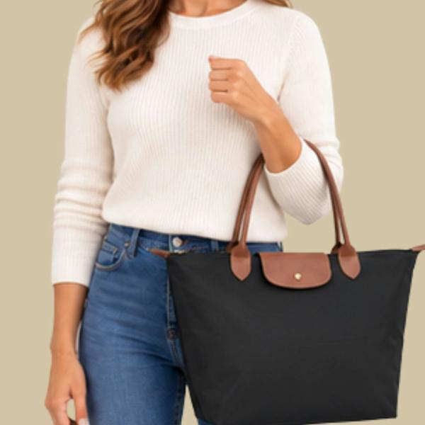 Love EMVY Large Women’s Zip Top Tote Bag with Twin Handles