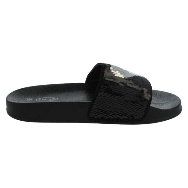 Spot On Ladies Spot On Reversible Heart Sequin Sliders F00154