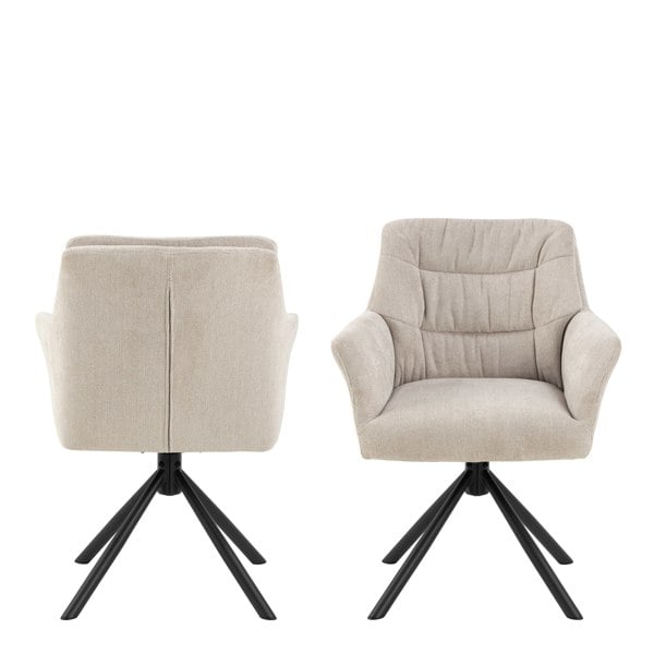 Furniture To Go Alonso Swivel Cream Dining Chair with Armrest Set of 2