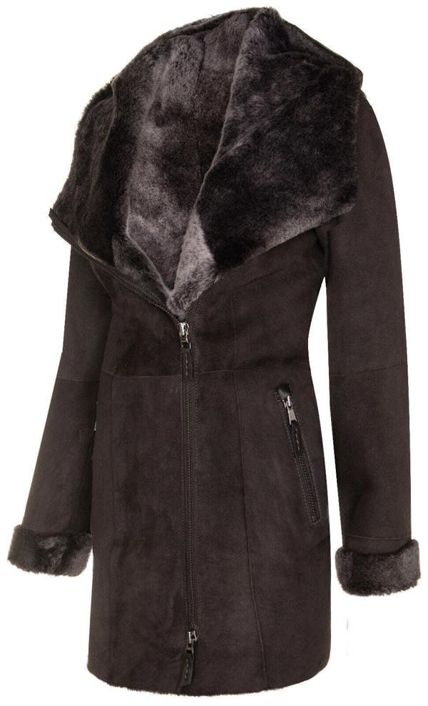 Infinity Leather Womens Merino Sheepskin Hooded Coat-Ryde