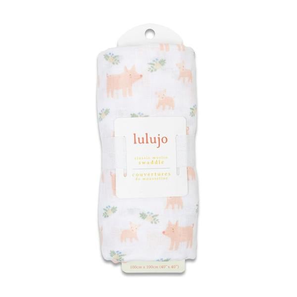 Lulujo - Muslin Swaddle - Pigs