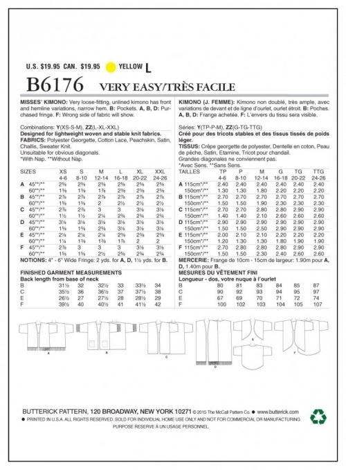 Butterick Sewing Pattern 6176, Tops for Women, XS-S-M - Easy