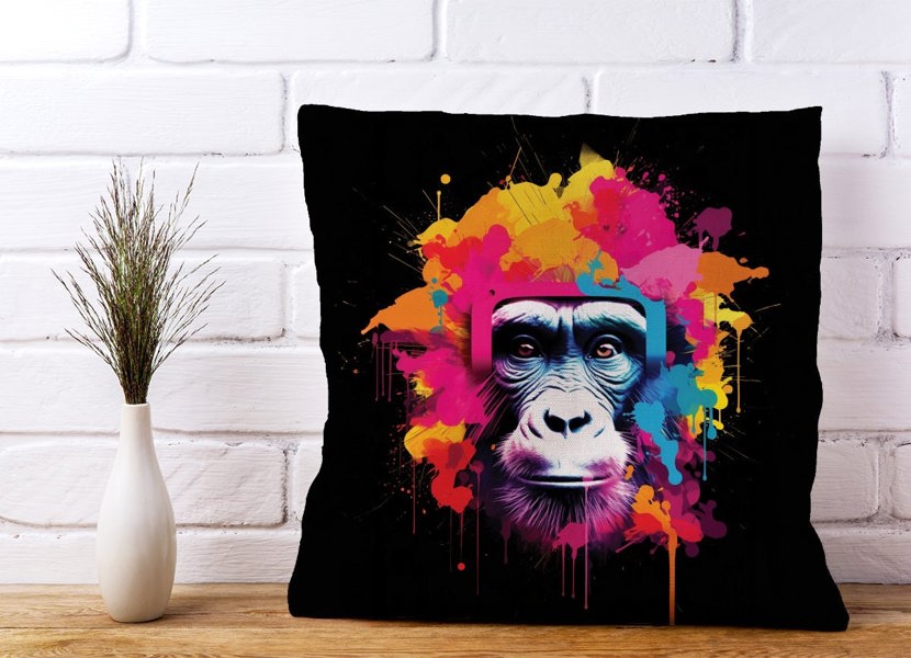 Warren Reed Multi Coloured Monkey Face Cushions